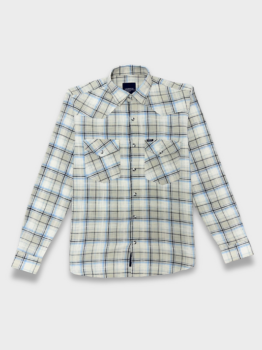 Men's Dobby Check Ecru Slim Fit Shirt