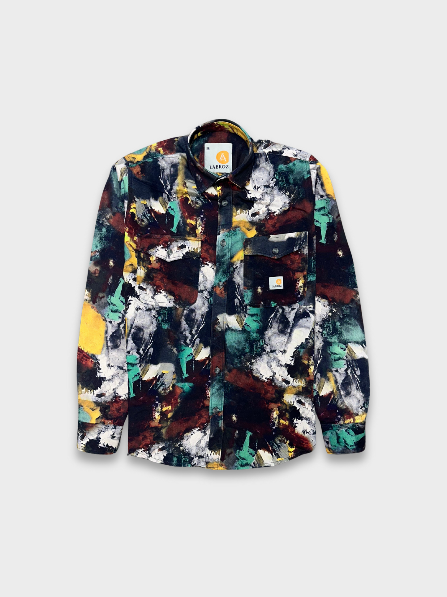 Men's Slim Fit Abstract Paint Natural Jute Shirt