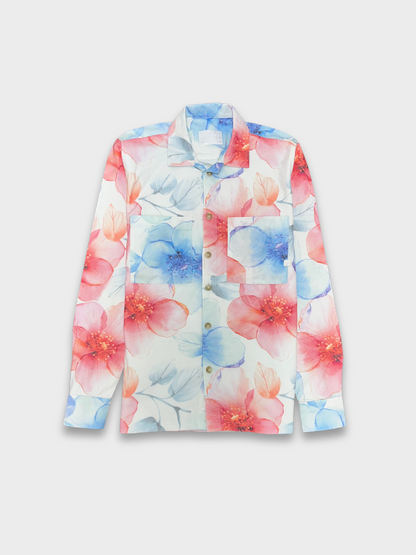 Men's Relaxed Fit Floral Print Heavy Twill Camp Collar Shirt