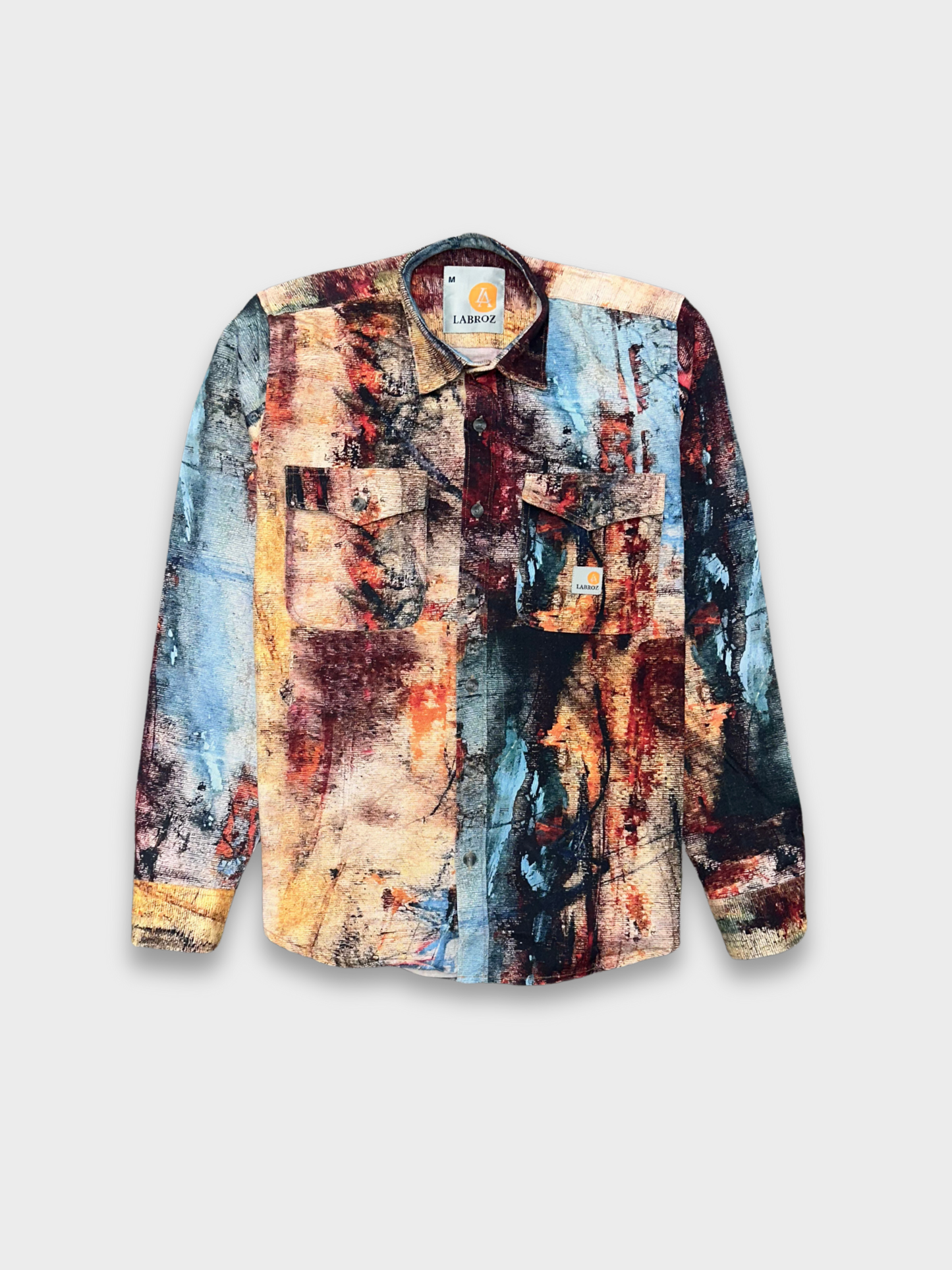 Men's Slim Fit Abstract Paint Natural Jute Shirt