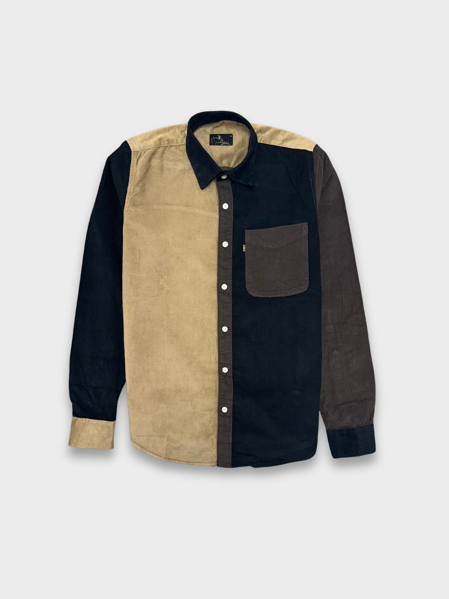 Men's Slim Fit Color Block Corduroy Shirt