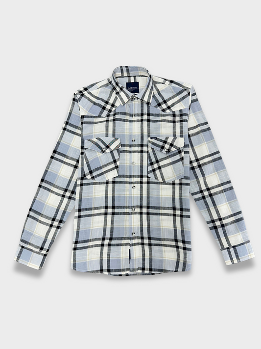 Men's Dobby Check Light Blue Slim Fit Shirt