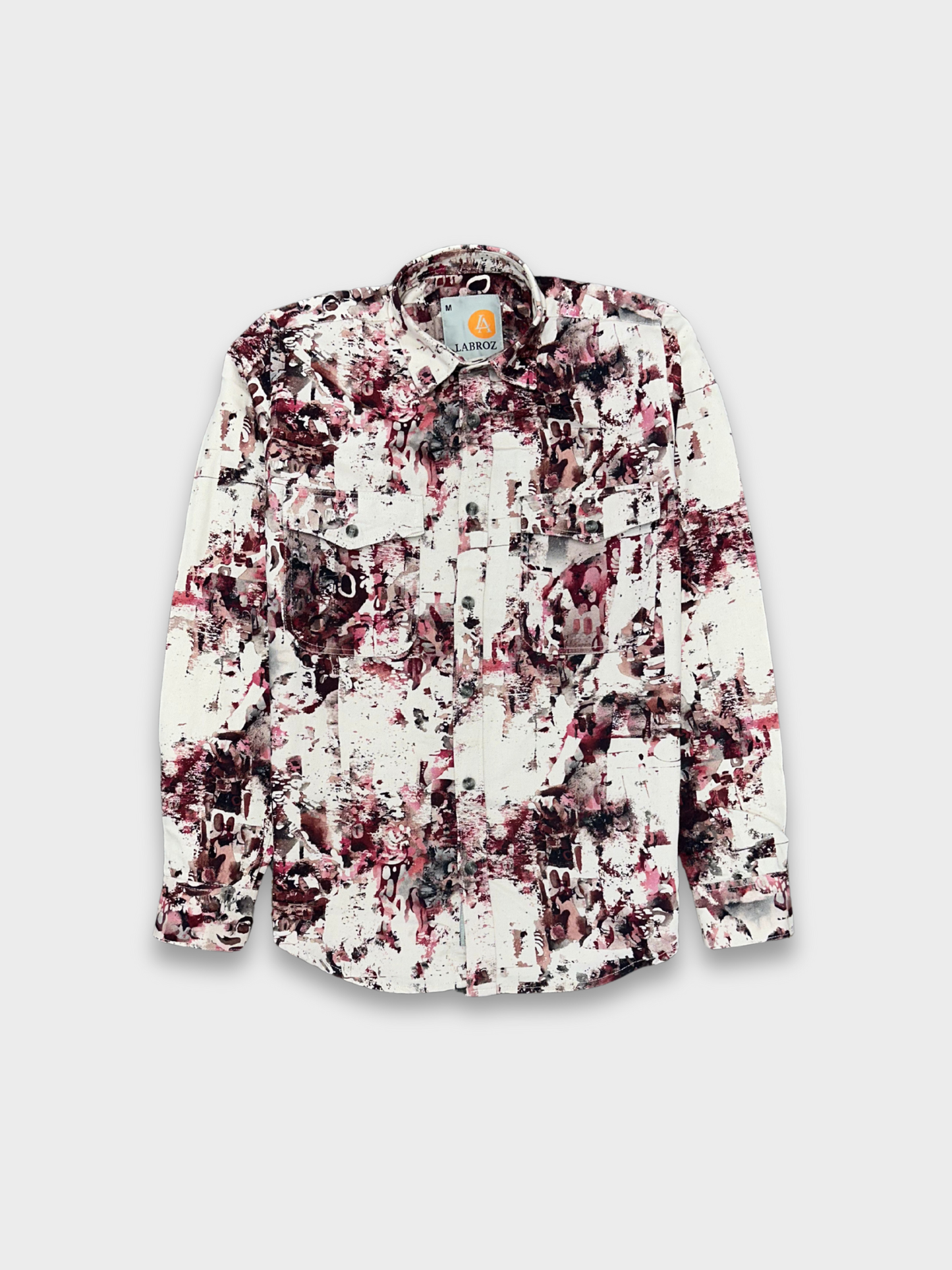 Men's Slim Fit Abstract Paint Natural Jute Shirt