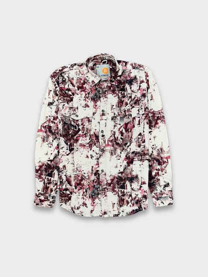 Men's Slim Fit Abstract Paint Natural Jute Shirt