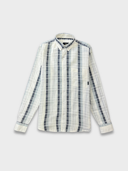 MEN'S SHANEEL EMBROIDERED SLATE BUE STRIPES SLIM FIT SHIRT