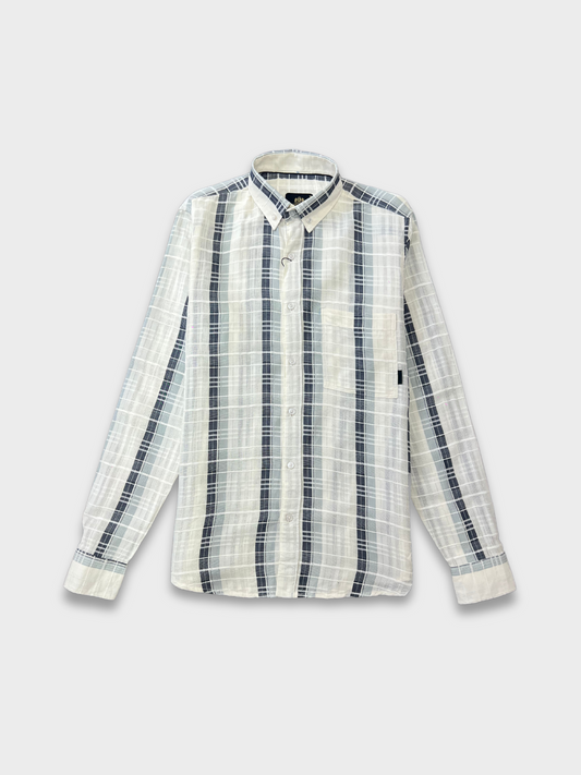 MEN'S SHANEEL EMBROIDERED SLATE BUE STRIPES SLIM FIT SHIRT
