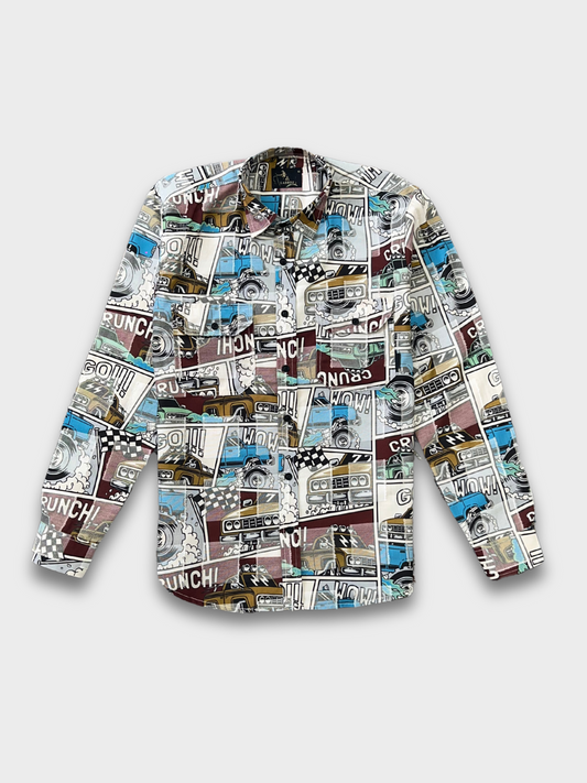 CUT WORK MULTICOLOR ABSTRACT SHIRT