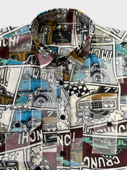 CUT WORK MULTICOLOR ABSTRACT SHIRT