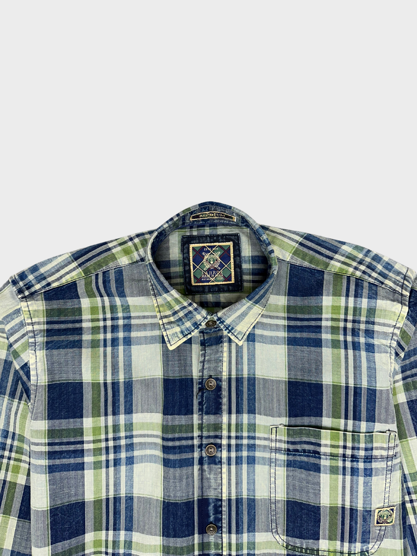 Men's Herringbone Indigo Check Shirt