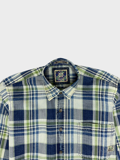 Men's Herringbone Indigo Check Shirt