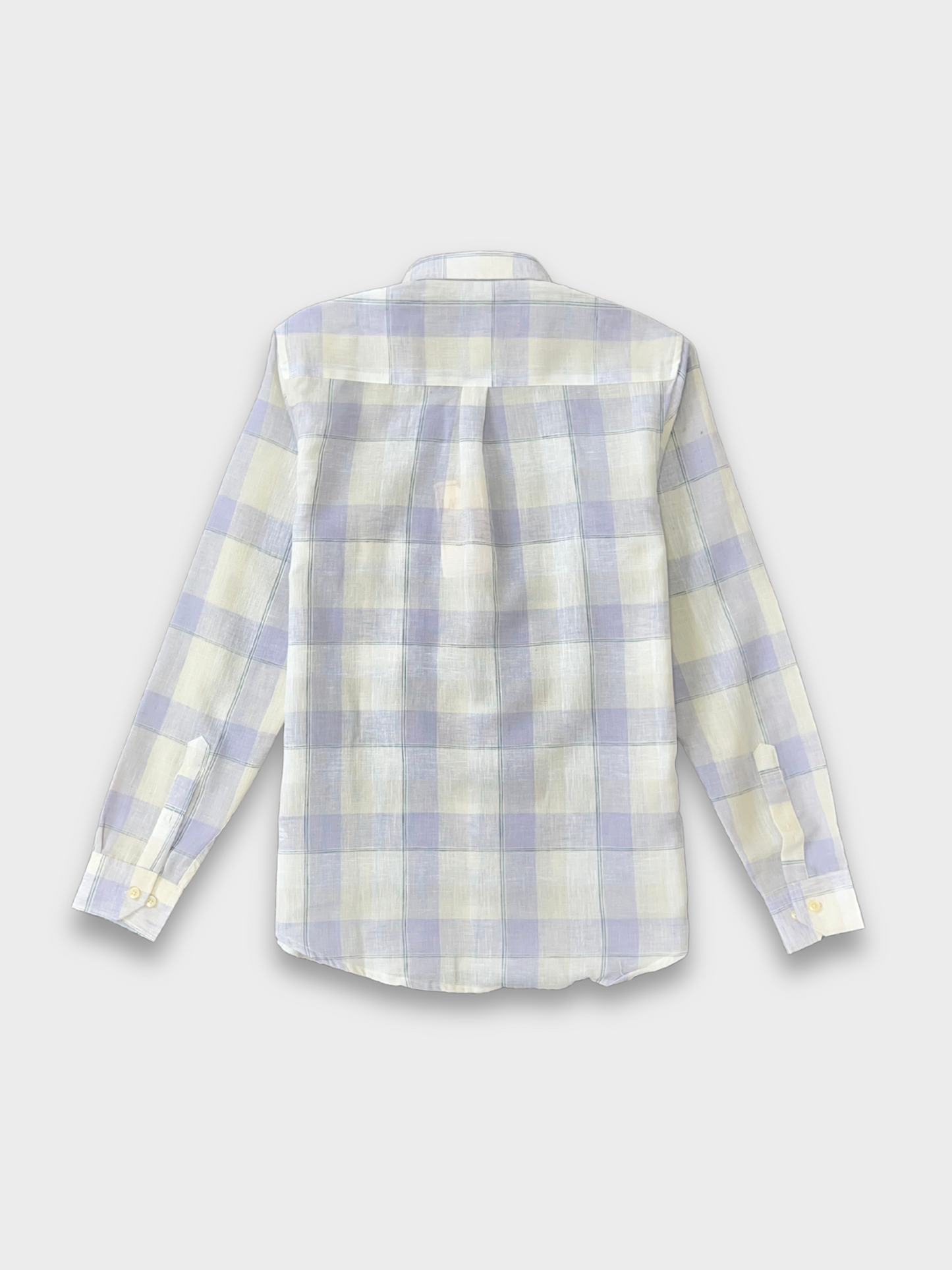 PURPLE CHECKERED LINEN BLEND SLIM FIT SHIRT
