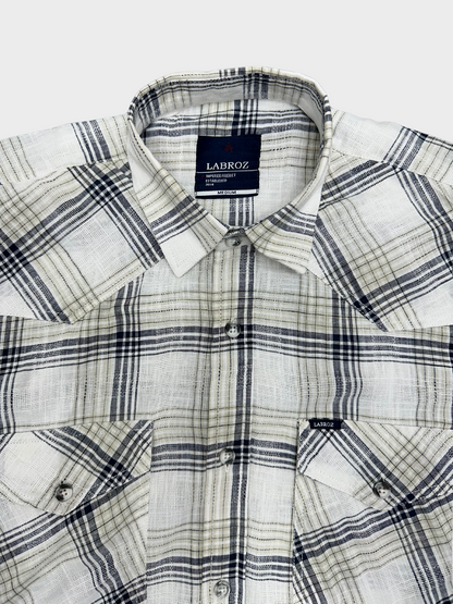 Men's Dobby Check Beige Slim Fit Shirt
