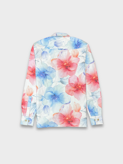 Men's Relaxed Fit Floral Print Heavy Twill Camp Collar Shirt