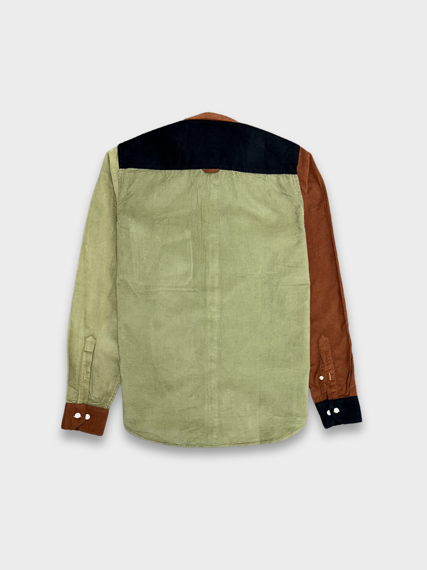 Men's Slim Fit Color Block Corduroy Shirt