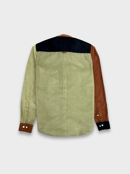Men's Slim Fit Color Block Corduroy Shirt