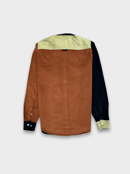 Men's Slim Fit Color Block Corduroy Shirt