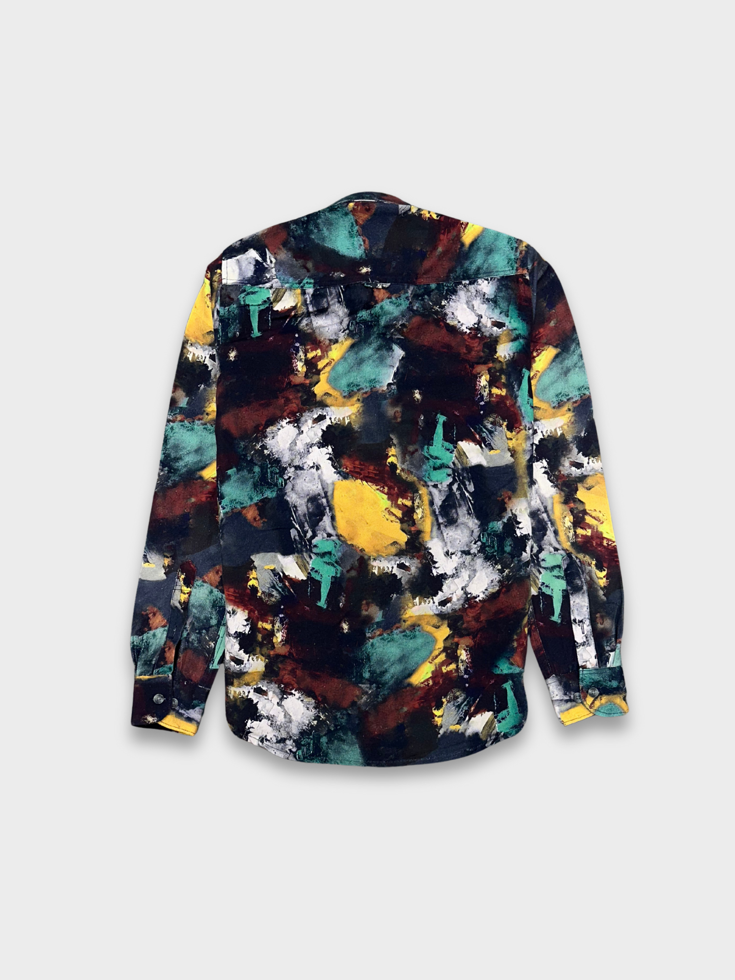 Men's Slim Fit Abstract Paint Natural Jute Shirt