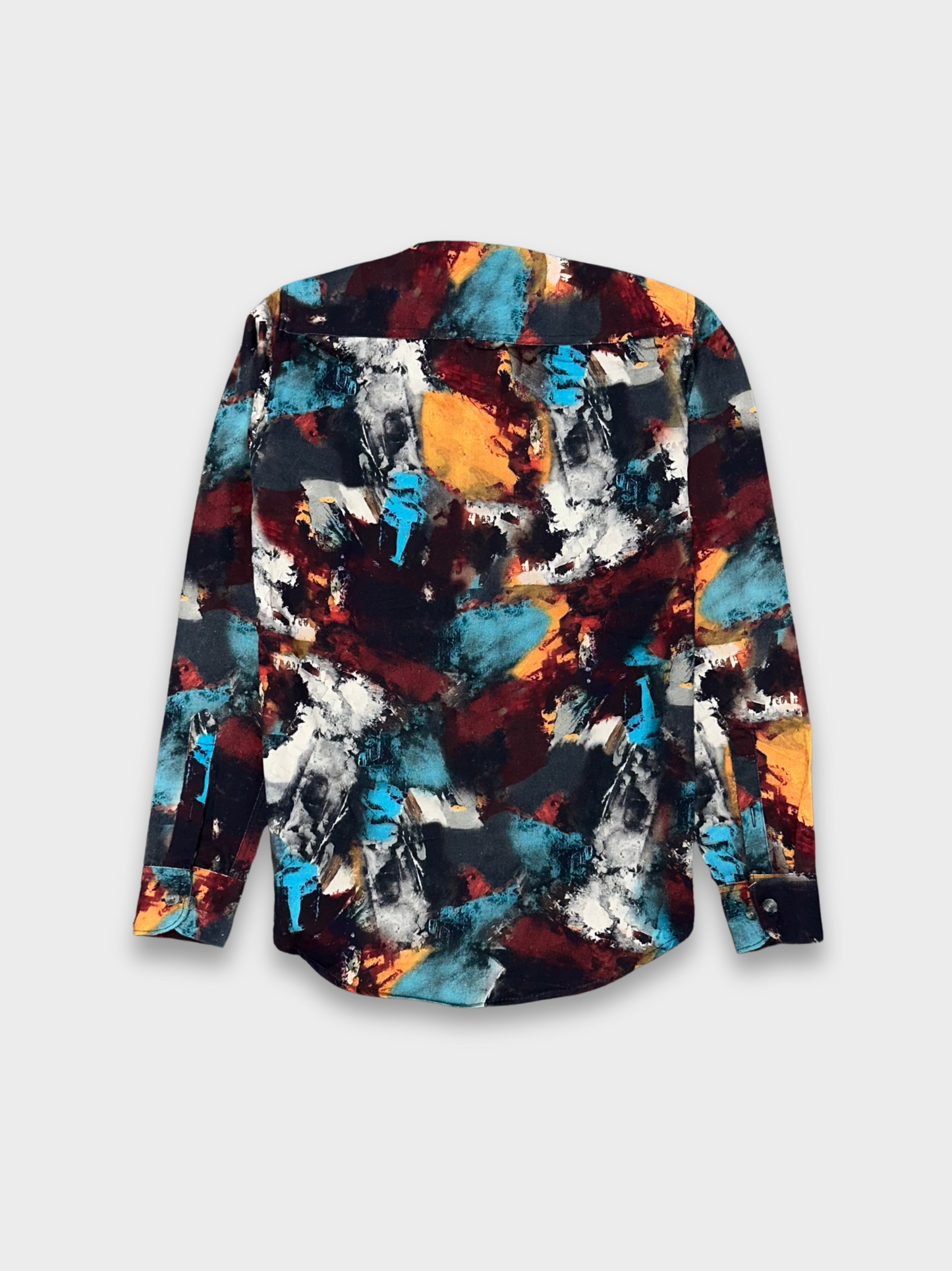 Men's Slim Fit Abstract Paint Natural Jute Shirt