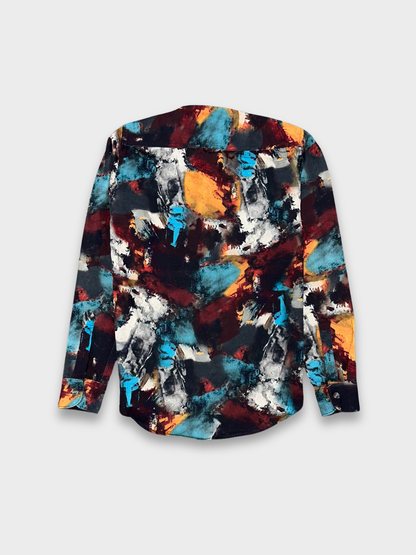 Men's Slim Fit Abstract Paint Natural Jute Shirt