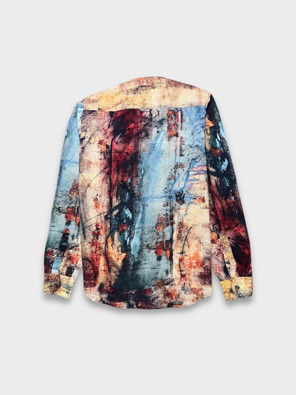 Men's Slim Fit Abstract Paint Natural Jute Shirt