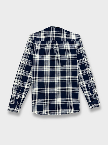 Men's Dark Blue Dobby Check Slim Fit Shirt