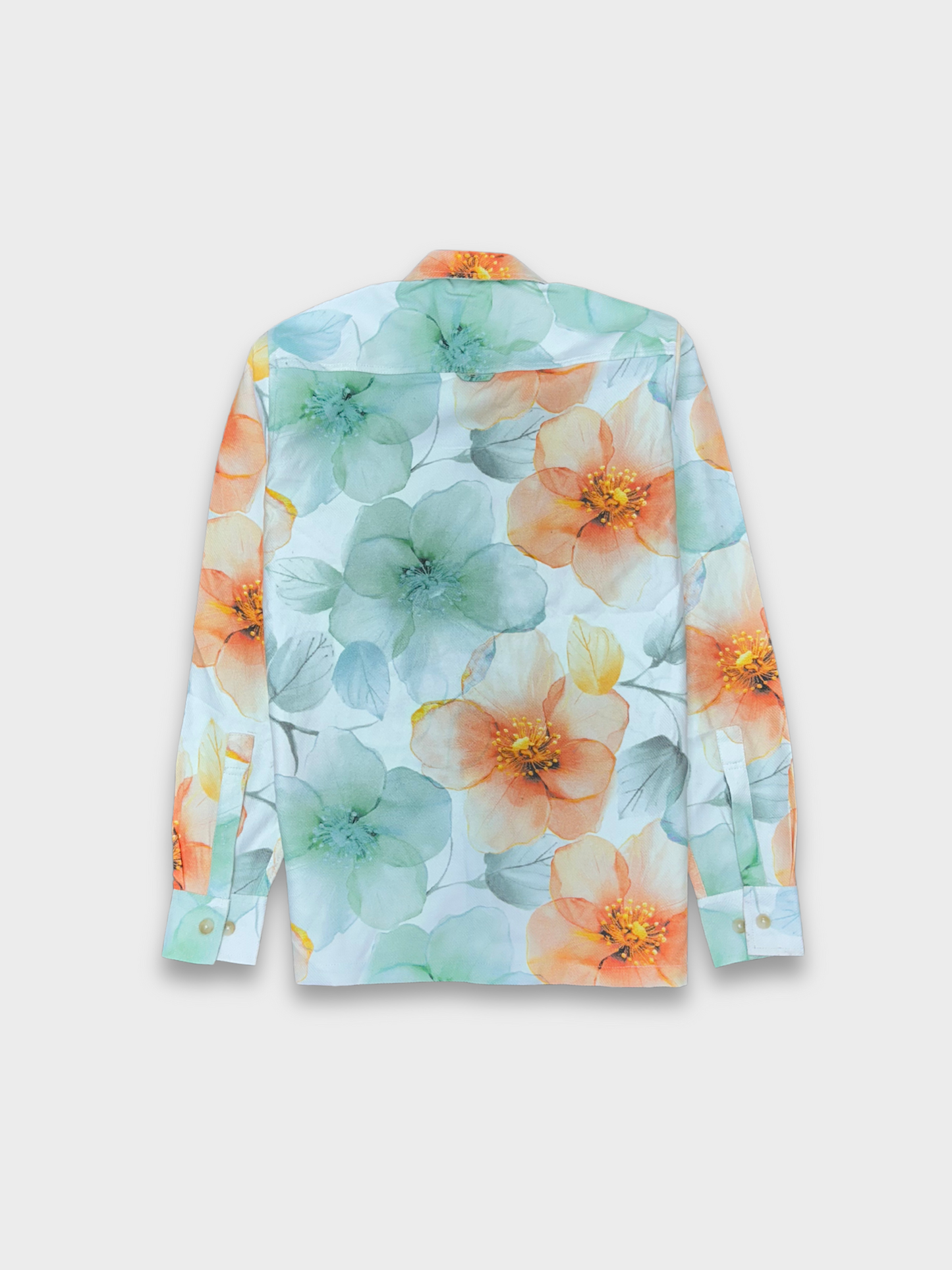 Men's Relaxed Fit Floral Print Heavy Twill Camp Collar Shirt