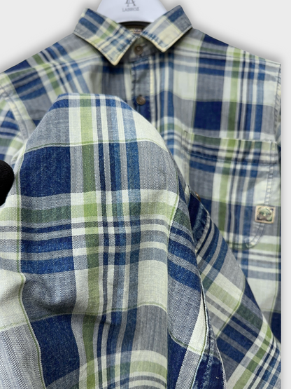 Men's Herringbone Indigo Check Shirt