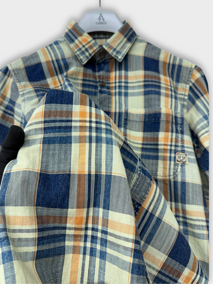 Men's Herringbone Indigo Check Shirt