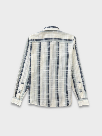 MEN'S SHANEEL EMBROIDERED SLATE BUE STRIPES SLIM FIT SHIRT