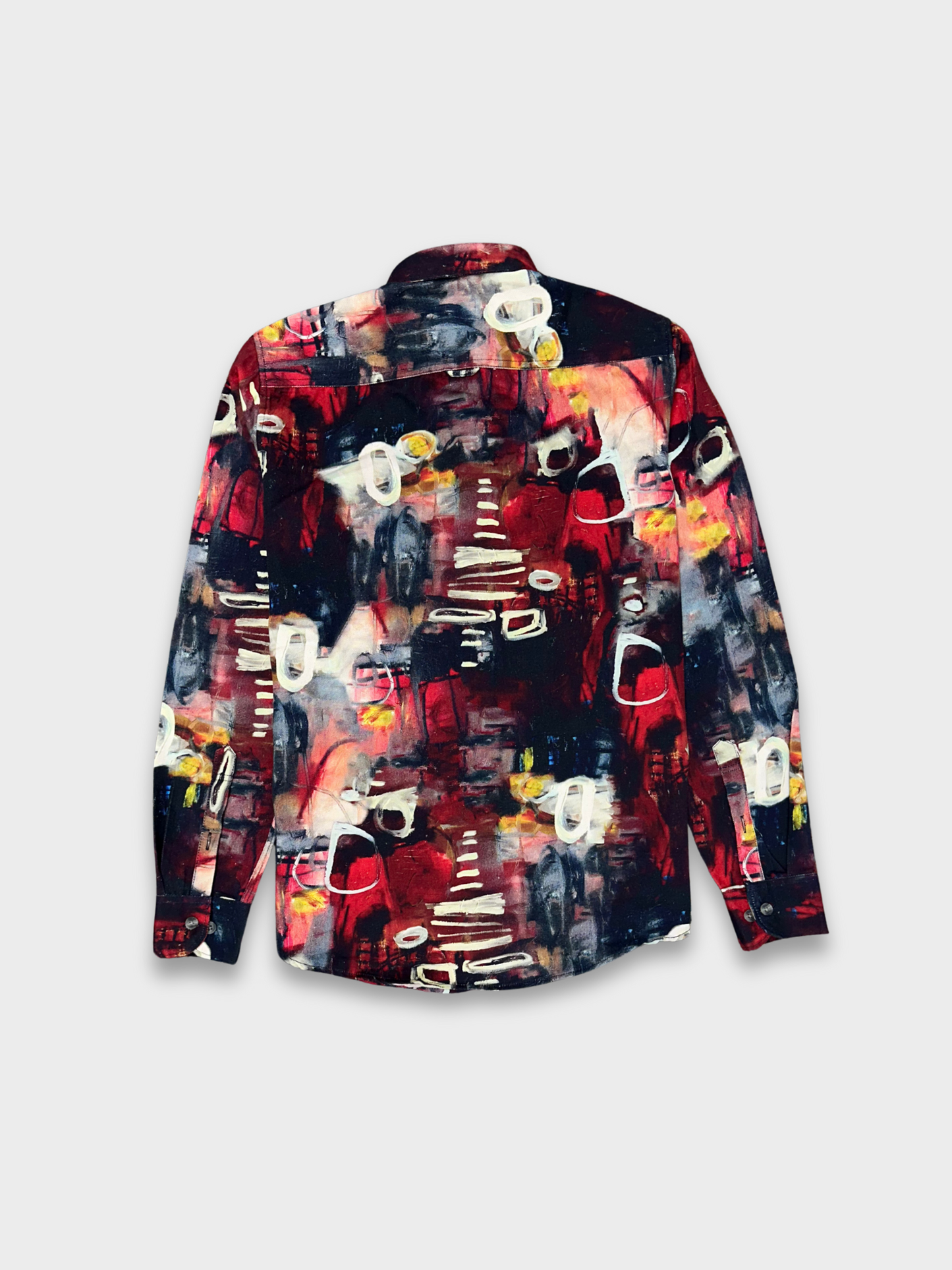 Men's Slim Fit Abstract Paint Natural Jute Shirt