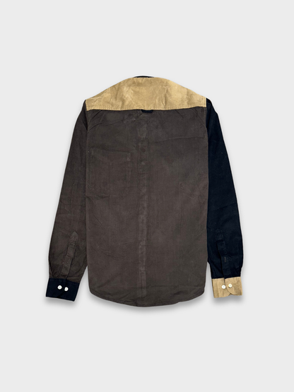 Men's Slim Fit Color Block Corduroy Shirt