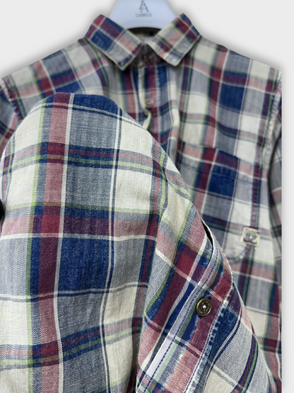 Men's Herringbone Indigo Check Shirt
