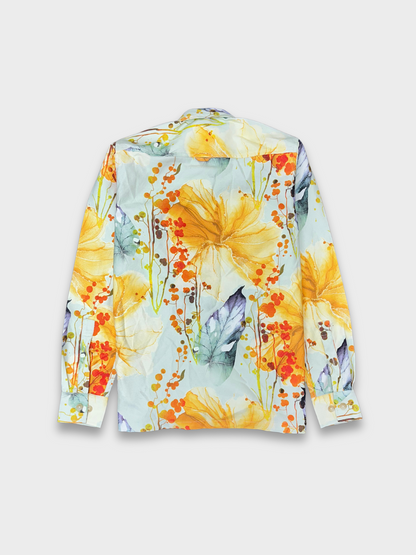 Men's Relaxed Fit Floral Print Heavy Twill Camp Collar Shirt