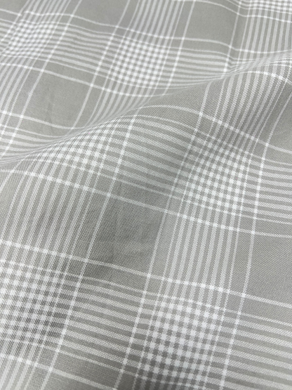 LIGHT GREY OXFORD  CHECKERED SLIM FIT SHIRT