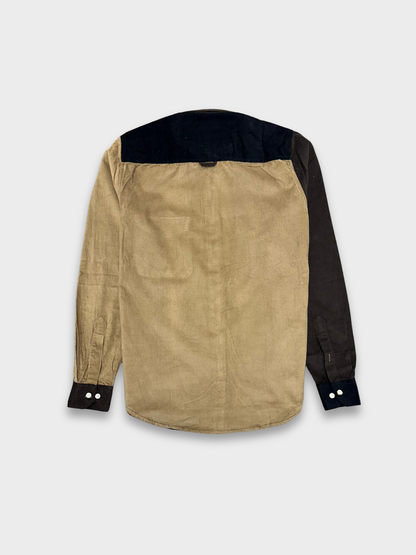 Men's Slim Fit Color Block Corduroy Shirt