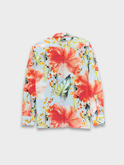 Men's Relaxed Fit Floral Print Heavy Twill Camp Collar Shirt