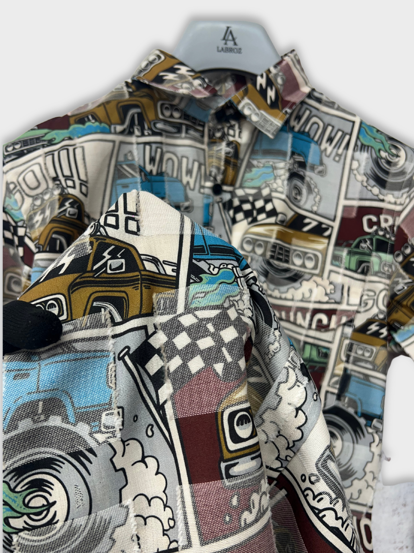CUT WORK MULTICOLOR ABSTRACT SHIRT