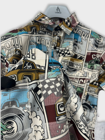 CUT WORK MULTICOLOR ABSTRACT SHIRT