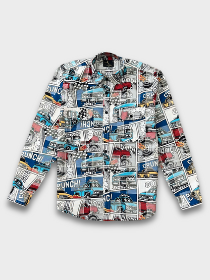 CUT WORK MULTICOLOR ABSTRACT SHIRT