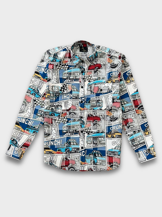 CUT WORK MULTICOLOR ABSTRACT SHIRT