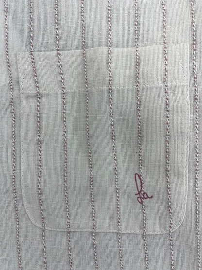 Men's Slim Fit Striped Off White Linen Shirt