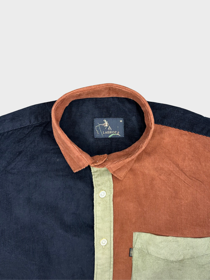 Men's Slim Fit Color Block Corduroy Shirt
