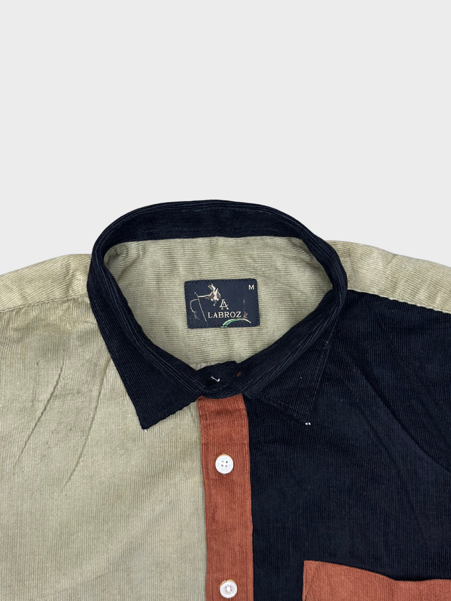Men's Slim Fit Color Block Corduroy Shirt