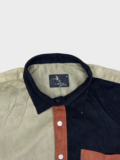 Men's Slim Fit Color Block Corduroy Shirt