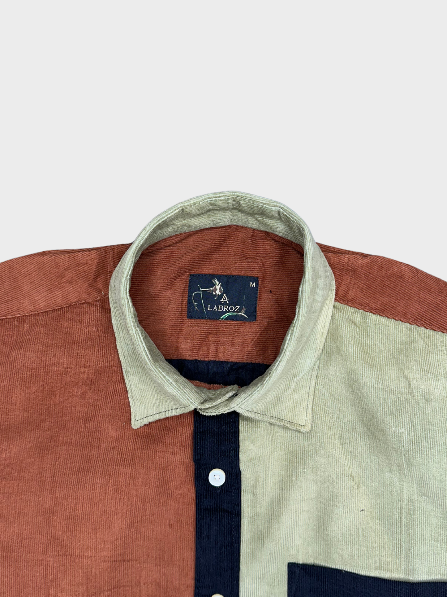Men's Slim Fit Color Block Corduroy Shirt