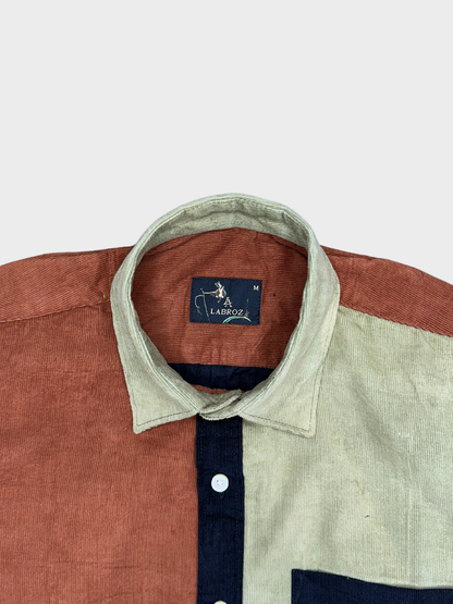 Men's Slim Fit Color Block Corduroy Shirt