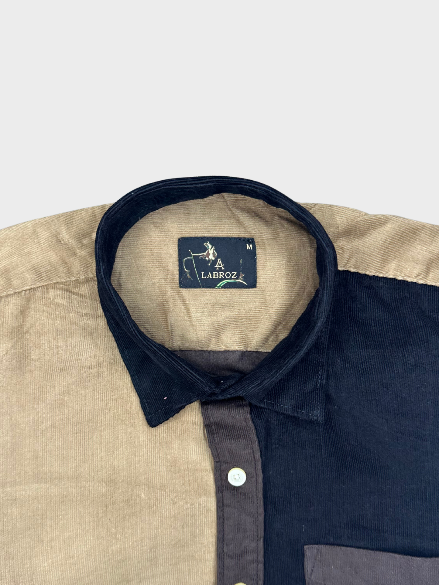 Men's Slim Fit Color Block Corduroy Shirt