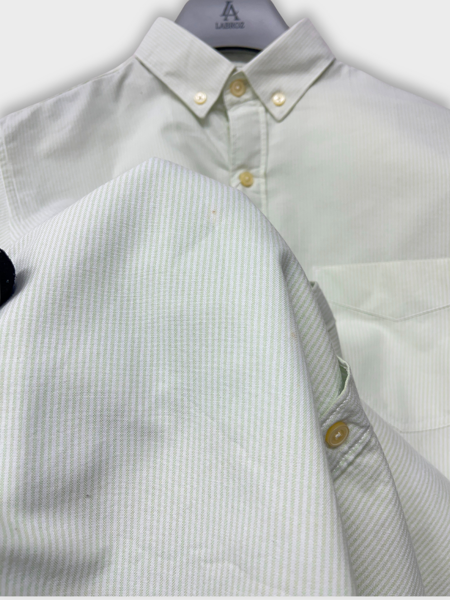 Men's Slim Fit Soft Green Striped Oxford TFO Shirt