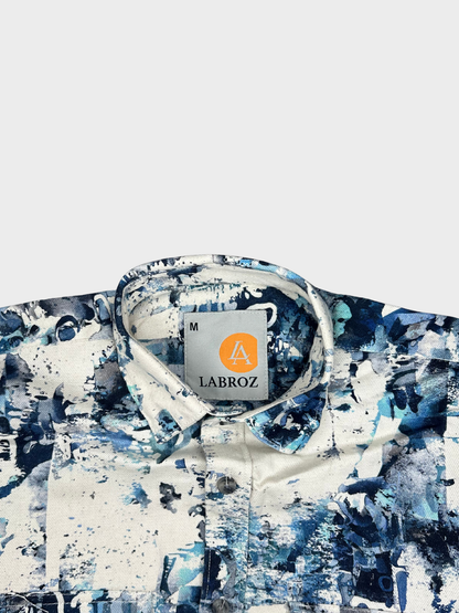 Men's Slim Fit Abstract Paint Natural Jute Shirt