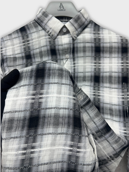MEN'S SHANEEL EMBROIDERED BLACK CHECK SLIM FIT SHIRT